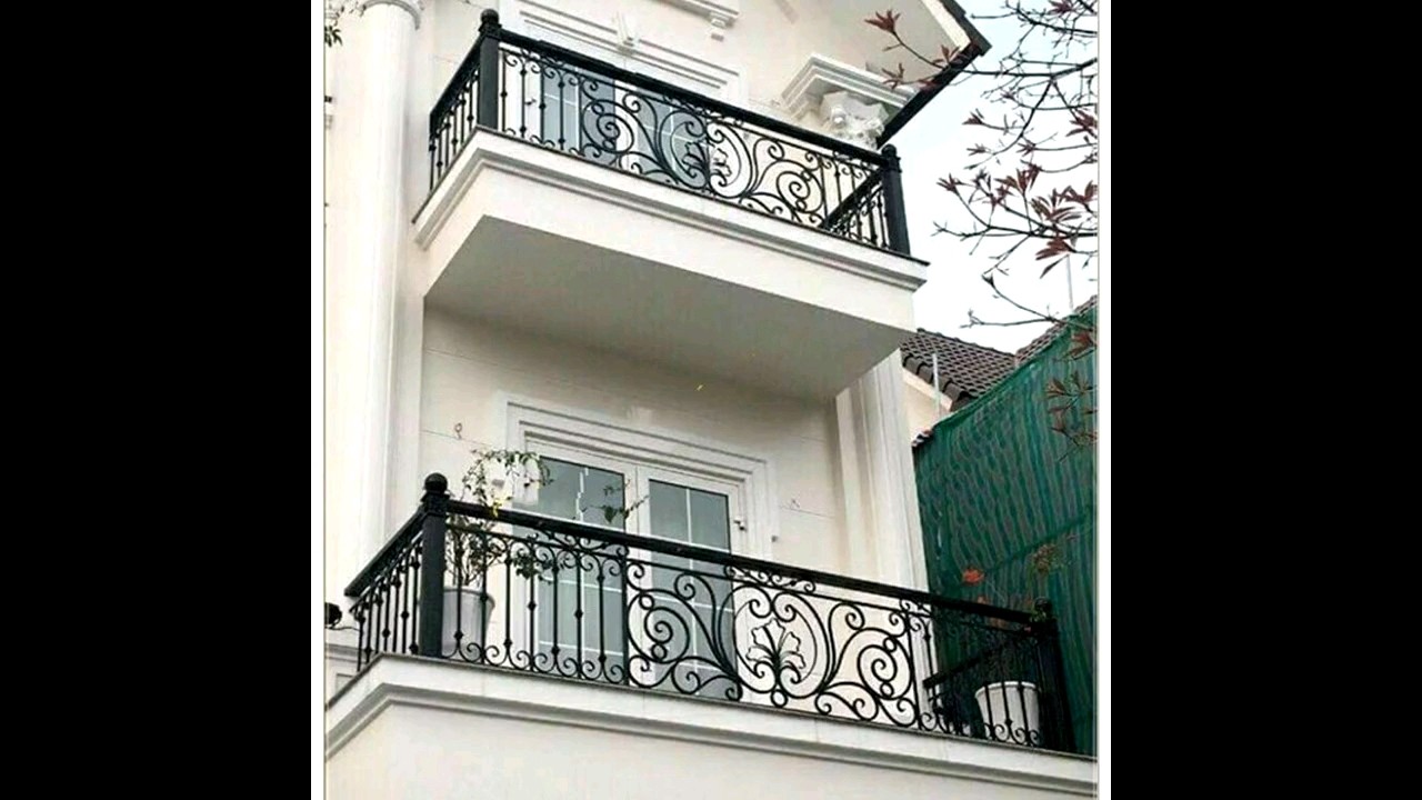 Iron grill house design for balcony||Beautiful front elevation of house with iron railing||cast iron