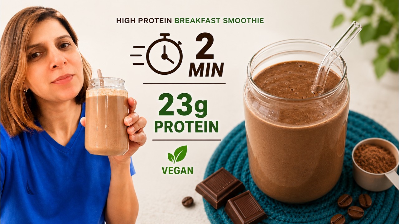2 Minute Healthy Breakfast Smoothie Recipe With 23g Protein for Fat loss | No Protein Powder | Vegan