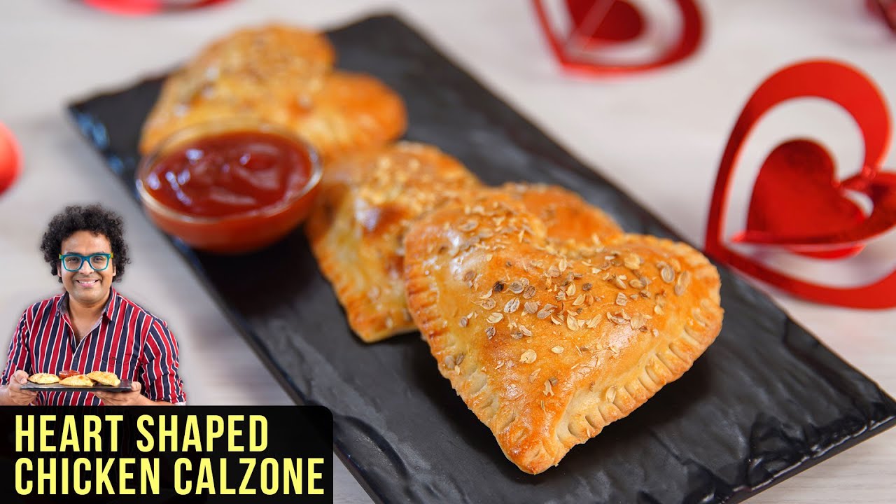Chicken Calzone Recipe | How To Make Chicken Calzone In Oven | Valentine’s Day Special Recipe