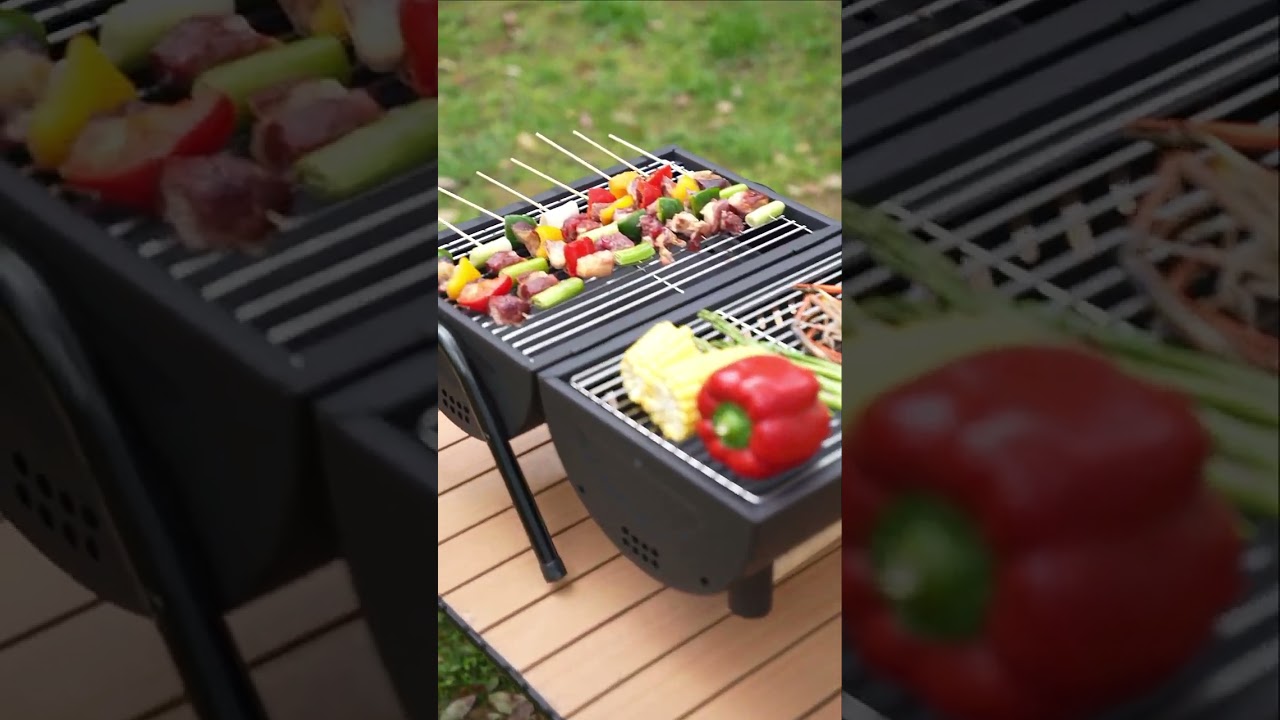 Portable BBQ Grill: Grill on Both Sides for Twice the Fun #charcoalgrill #keyobbq #outdoorcooking