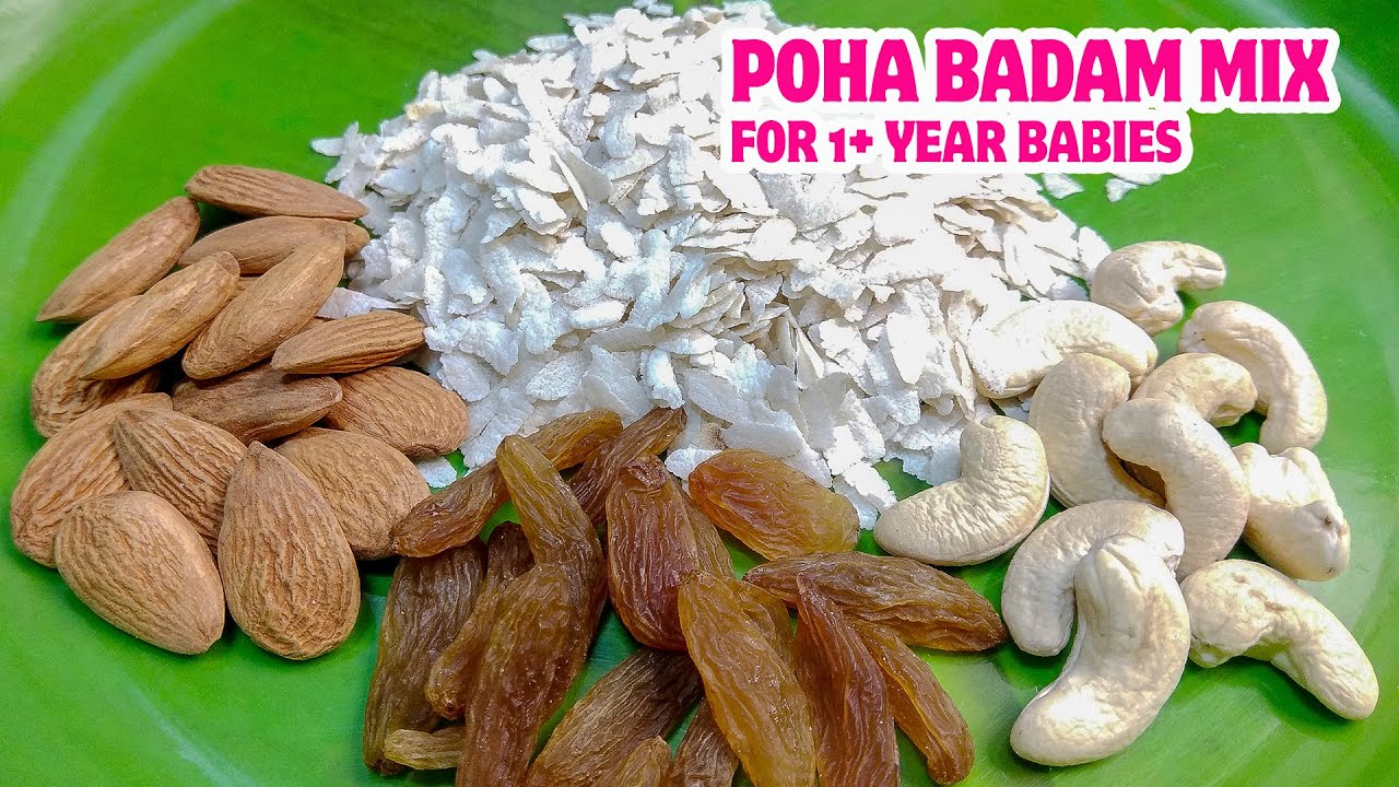 Baby Food | Weight gain & Brain development ‘ Poha Badam Mix ‘ | For 1year + Babies | Poha recipe