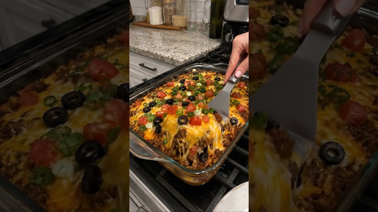 Loaded Taco Beef Casserole | Cheesy Mexican Taco Bake Recipe