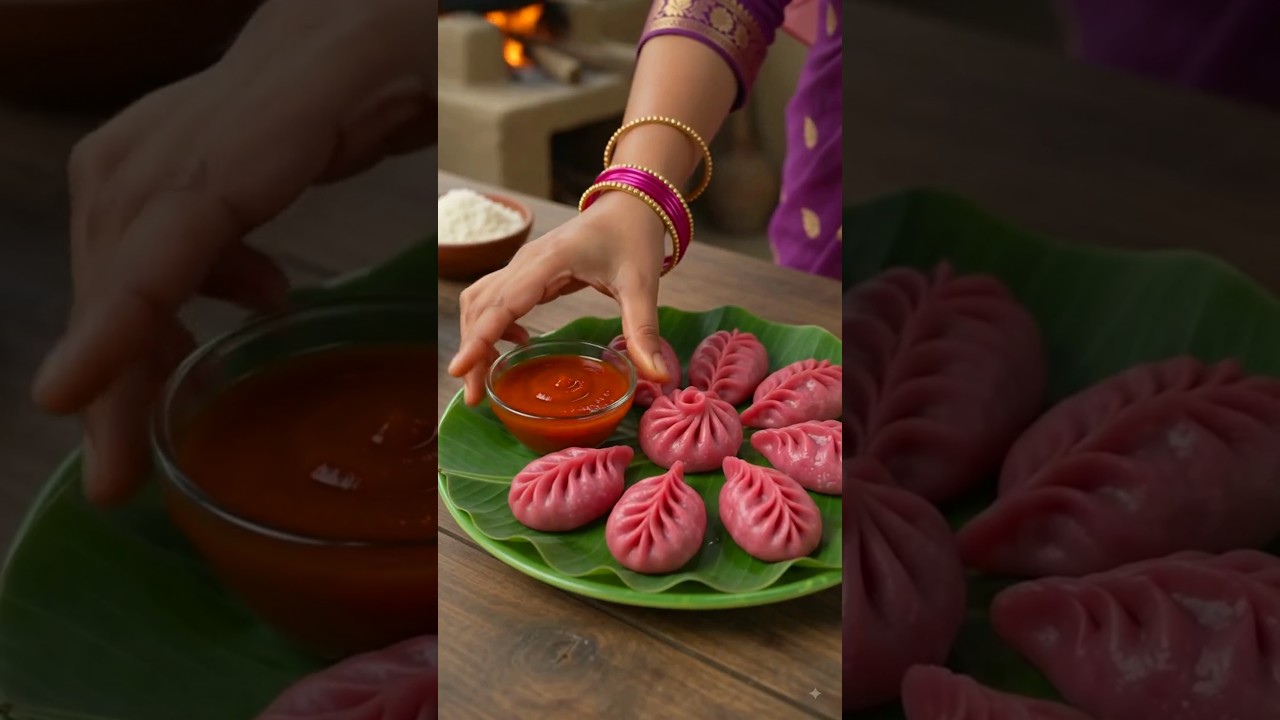 Perfect Rainy Day Pink Momos! 🌧️❤️ #shorts #recipe #cooking #aivideo