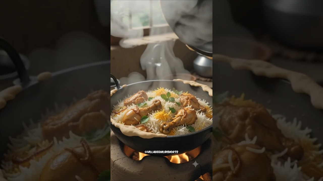 Rainy day chiken biryani recipe #shorts #ghilbi #villageghilbi