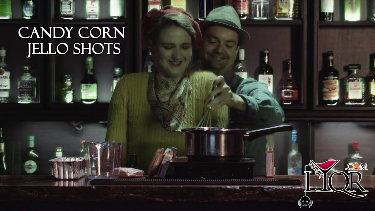 How to Make Candy Corn Jello Shots with the Ghosts of Bonnie and Clyde!