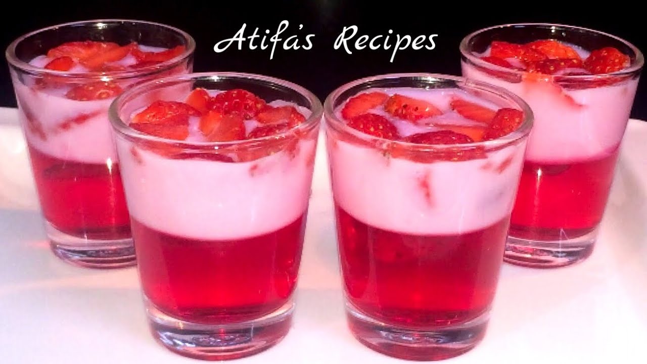 Valentine’s Day Special Dessert Recipe | Custard Jelly Recipe | Strawberry Pudding | Atifa’s Recipes