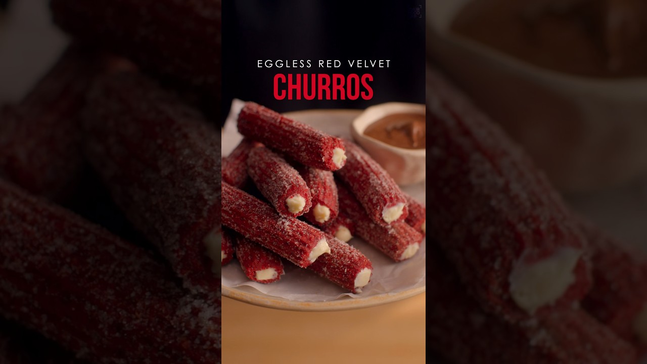 Eggless Red Velvet Churros Recipe | Valentine’s Day Special | Chef Sanjyot Keer #shorts #ytshorts